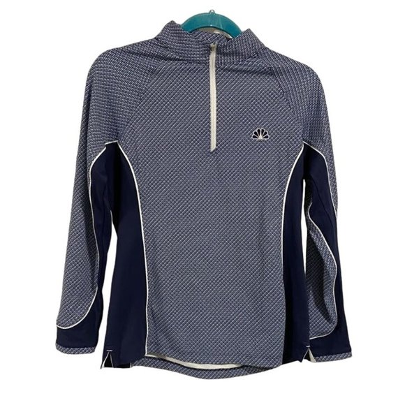 Peter Millar NBC Logo Blue‎ White Ladies Golf Quarter Zip Pullover Size M - Picture 1 of 9